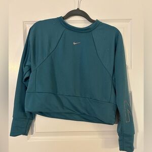 Nike Women's Teal Cropped Sweatshirt